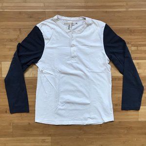 Men's H&M Baseball White Navy Henley Small